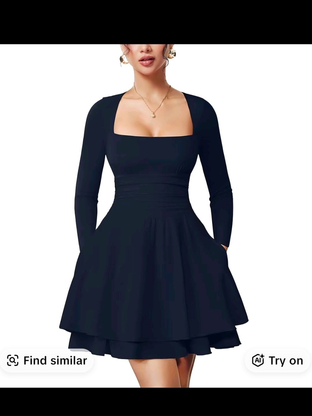 OYS Navy Square Neck Dress